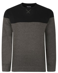 Bigdude Colour Block Sweatshirt Black/Charcoal