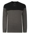 Thumbnail Black and charcoal colour block sweatshirt, flat front view.