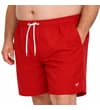 Thumbnail Red swim shorts worn, front angled view with side pocket.
