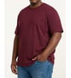 Thumbnail Burgundy plain T-shirt worn with blue jeans.