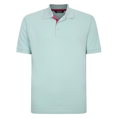 Bigdude Contrast Placket Polo Shirt Turquoise