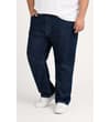 Thumbnail Dark wash straight leg jeans worn from the front.
