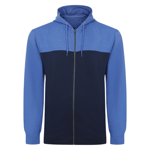 Bigdude Color Block Zipped Hoody Navy/Royal Blue Tall