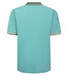 Thumbnail Back view of turquoise polo shirt with tipped collar and cuffs.