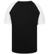 Thumbnail Back view of black raglan T-shirt with white sleeves.