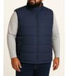 Thumbnail Navy padded vest worn, front view with zip pockets.