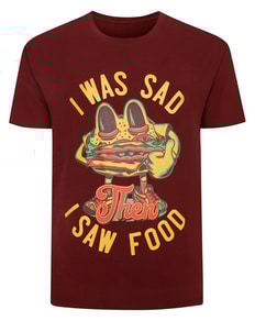 Bigdude Food Print T-Shirt Burgundy Tall