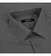 Thumbnail Close-up of gray shirt pointed collar and top button.