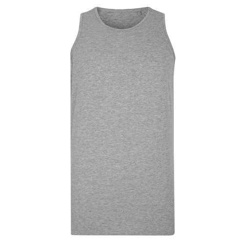 Grey plain tank top, front view on white background.