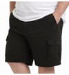 Thumbnail Black cargo shorts worn, front view.