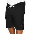 Thumbnail Black cargo shorts worn, angled front view.