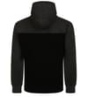 Thumbnail Black and charcoal colour block zip hoody, back view.