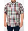 Thumbnail Front view of red and navy checked short sleeve shirt.