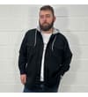Thumbnail Black hooded overshirt worn open over white T-shirt.