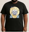 Thumbnail Black crew neck T-shirt with large skull cocktail front print.