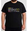 Thumbnail Model wearing the black Bronx 97 print T-shirt, front view.
