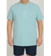 Thumbnail Model wearing washed turquoise slogan embroidered T-shirt.
