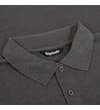 Thumbnail Charcoal polo shirt collar and button placket close-up.