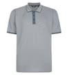 Thumbnail Grey jacquard polo shirt with contrast tipped collar, front view.