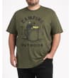 Thumbnail Dark khaki camping graphic T-shirt shown on a model.