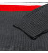 Thumbnail Close-up of charcoal knit body and ribbed sleeve cuff.