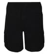 Thumbnail Back view of black cargo shorts with rear welt pocket.