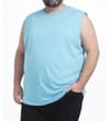 Thumbnail Sky blue sleeveless T-shirt worn, front view.