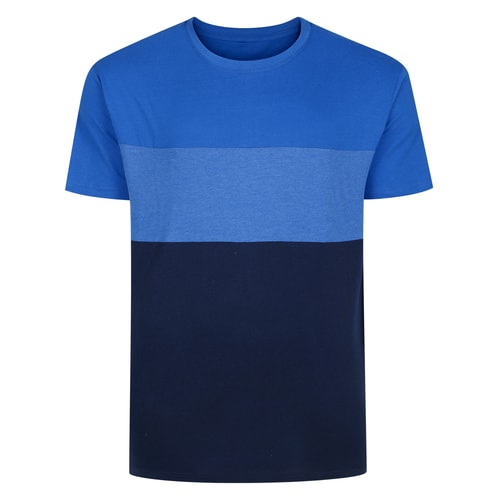 Bigdude Cut & Sew Marl Short Sleeve T-Shirt Royal Blue/Royal Marl/Navy