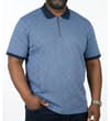 Thumbnail Navy geometric zip polo shirt worn on model.