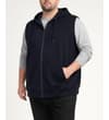 Thumbnail Navy sleeveless zip hoodie shown on model, front view.