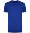 Royal blue tall V-neck T-shirt, front view.