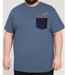 Thumbnail Denim marl blue T-shirt worn on model, front view.