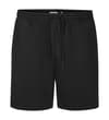 Thumbnail Black shorts front view with drawstring waist.