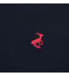 Thumbnail Red deer logo embroidered on navy polo fabric.
