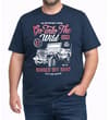 Thumbnail Navy graphic T-shirt worn on model, front view.