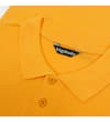 Thumbnail Close-up of orange polo collar and upper placket.