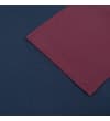 Thumbnail Close-up of the burgundy sleeve hem on navy fabric.