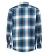 Thumbnail Teal check overshirt back flat view.