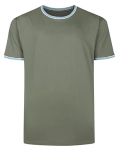 Bigdude Contrast Tipped T-Shirt Sage Green Tall