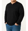Thumbnail Black long sleeve grandad T-shirt on model, front view.