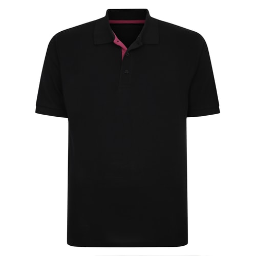 Bigdude Contrast Placket Polo Shirt Black Tall