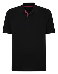 Bigdude Contrast Placket Polo Shirt Black Tall