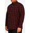 Thumbnail Angled front view of red and navy checked shirt.