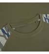 Thumbnail Close-up of crew neck and camo raglan shoulder detail.