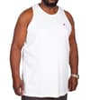 White tank top front view with small red chest logo.