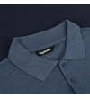 Thumbnail Close-up of denim blue polo collar and top buttons.