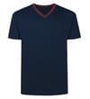 Thumbnail Front view of the navy V-neck pyjama top.