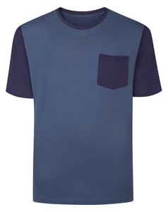 Bigdude Contrast Pocket T-Shirt Dusty Blue/Navy