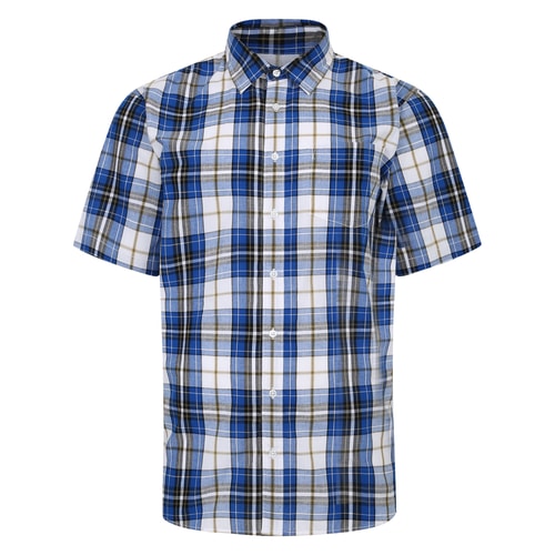 Bigdude Cutaway Collar Checked Shirt Royal Blue/White