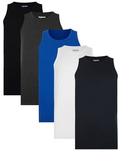 Bigdude 5 Pack Plain Tank Tops Multi
